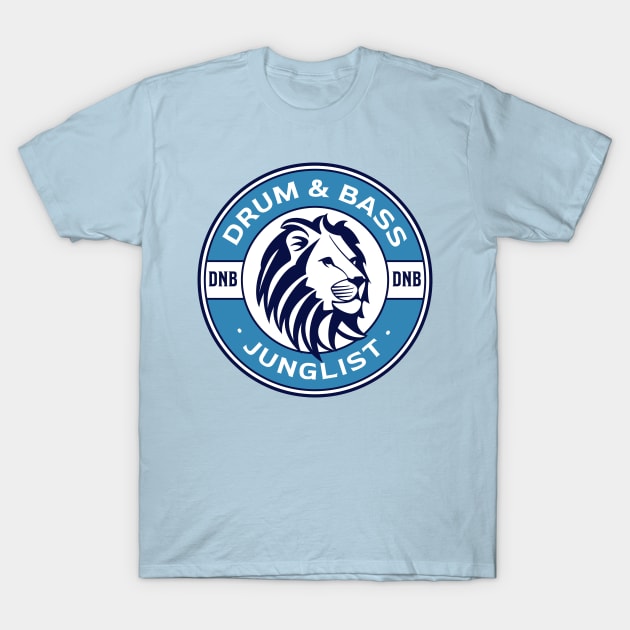 DRUM AND BASS  - Lifesaver Lion (blue) T-Shirt by DISCOTHREADZ 